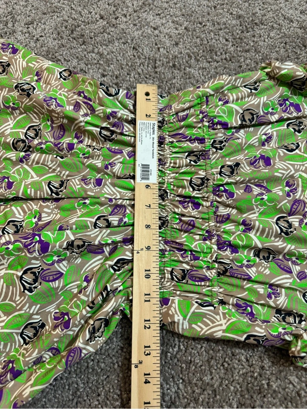 Tory Burch Floral Print Smocked Waist Midi Poplin Dress Green Size XS S